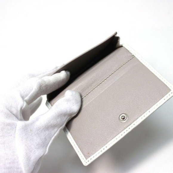 JIMMY CHOO Star Embossed Business card holder Card Case White Leather - Picture 2 of 6